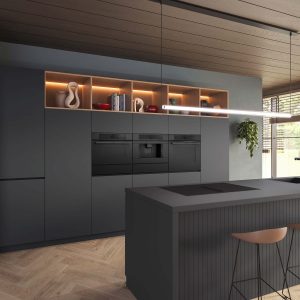 Stimmungsvolle Beleuchtung einer Küche mit Geräten von Bosch